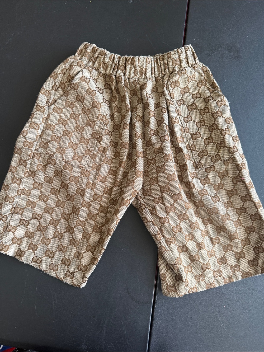 Gucci Beige & Brown GG Monogram Knit Shorts